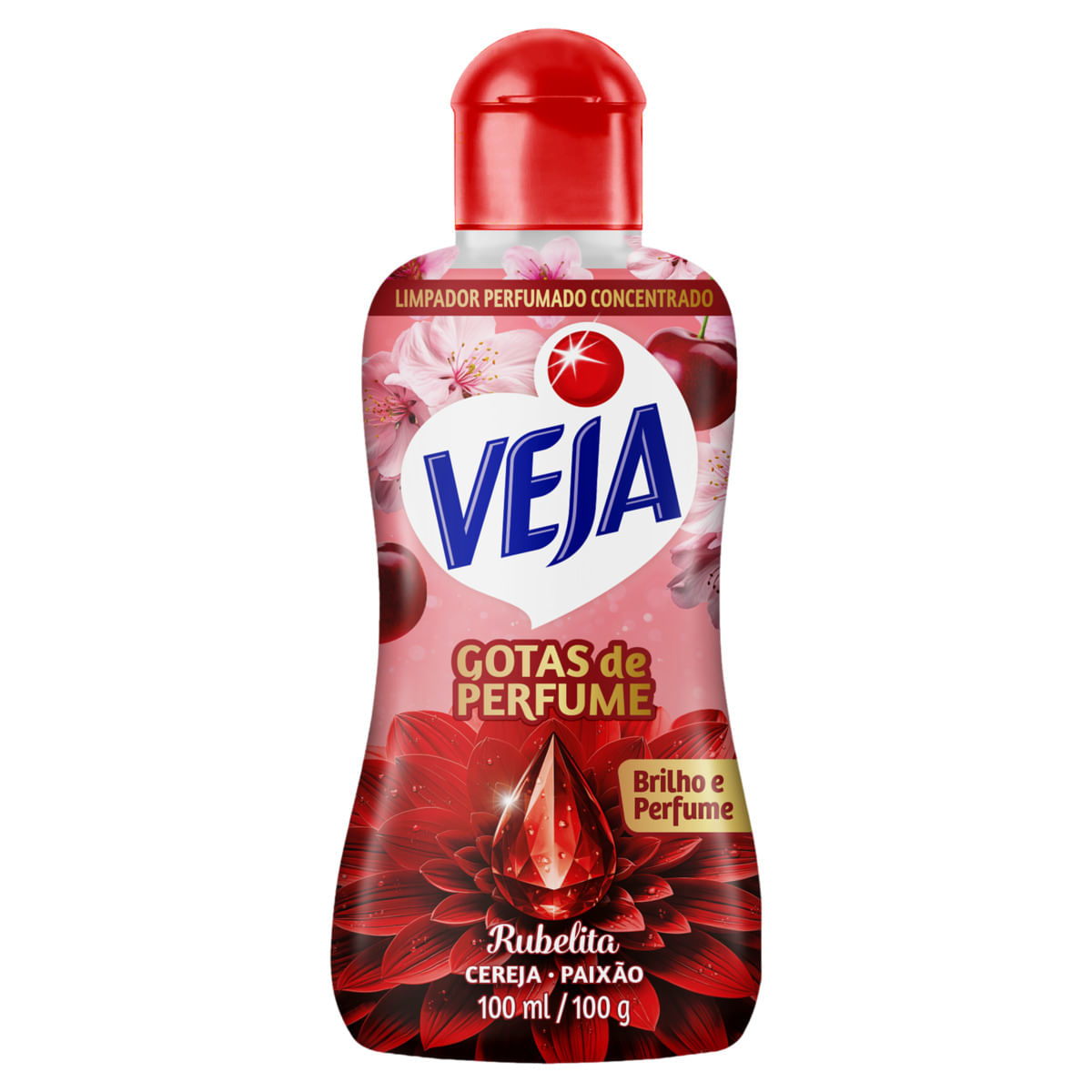 Limpador Perfumado Concentrado Rubelita Veja gotas De Perfume Frasco 100Ml