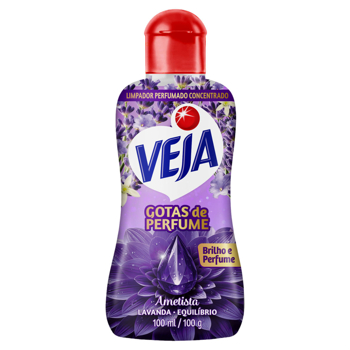 Limpador Perfumado Concentrado Ametista Veja gotas De Perfume Frasco 100Ml