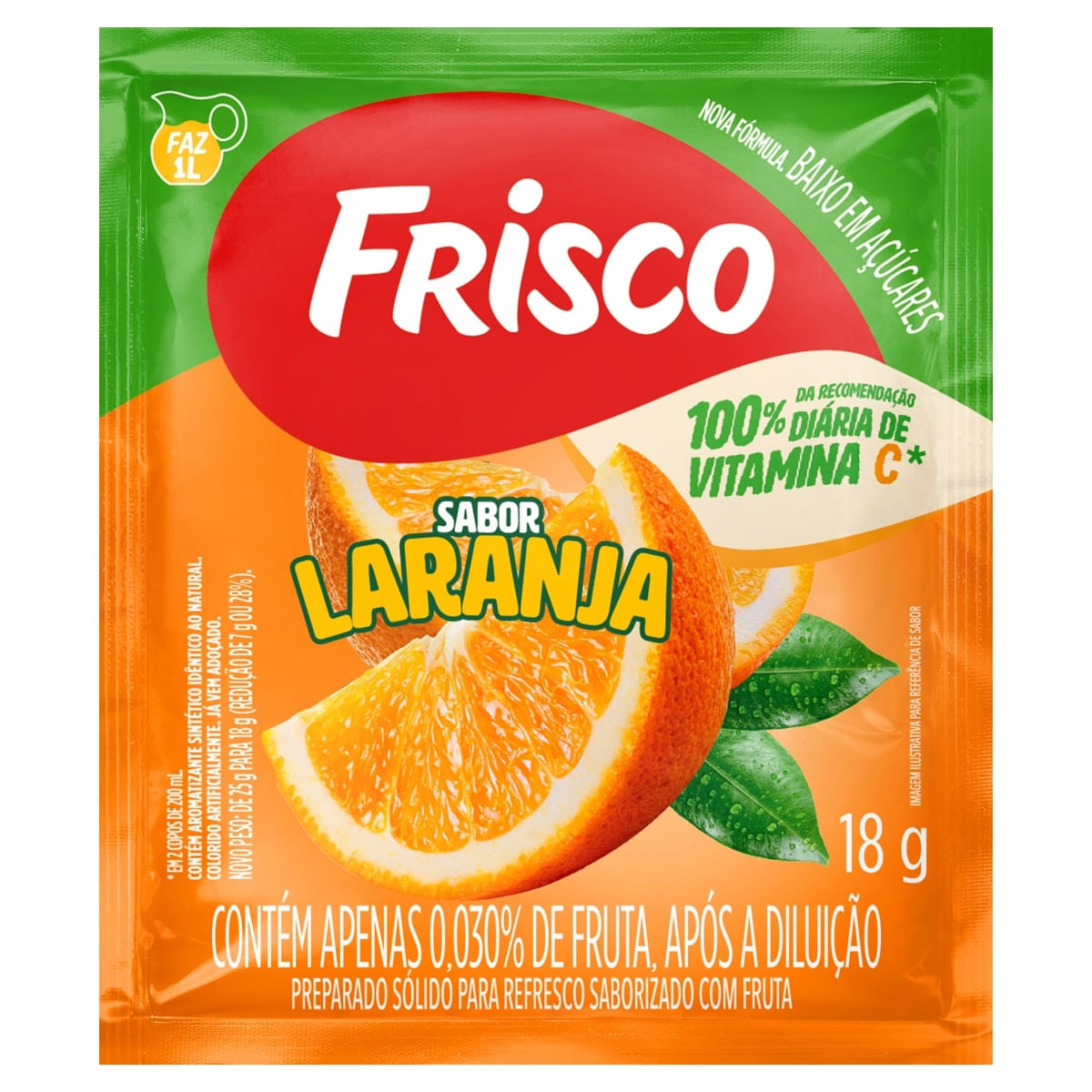 Refresco em Pó Laranja Frisco Pacote 18g