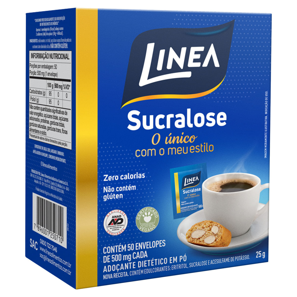 Adoçante em Pó Sucralose Linea Caixa 25g 50 Unidades